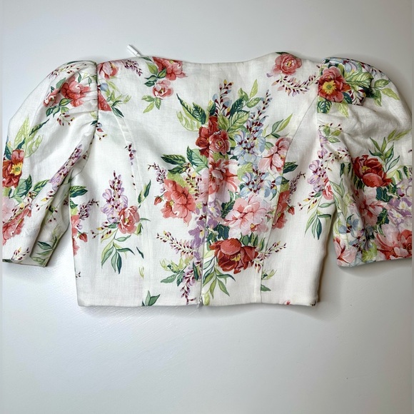 Zimmermann Bellitude Laced Crop Top in Ivory Floral - Picture 3 of 7